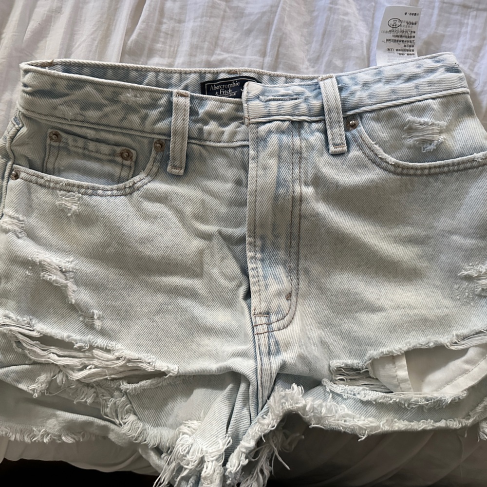 Light wash high rise jean shorts